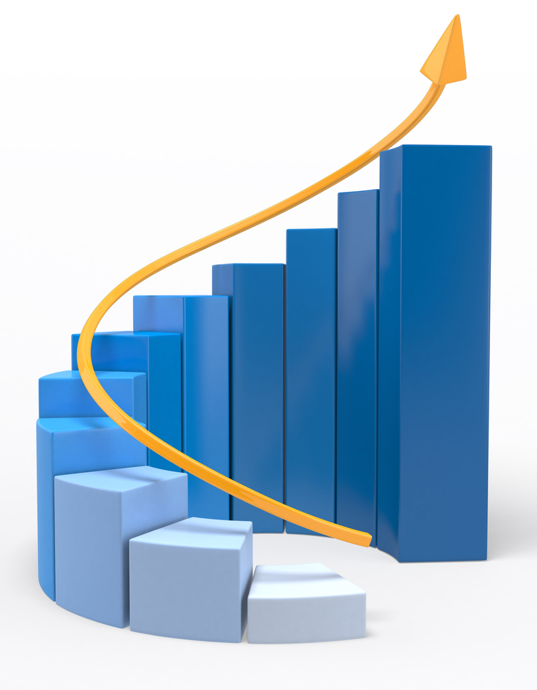 3D Growth bar graph - isolated over a white background